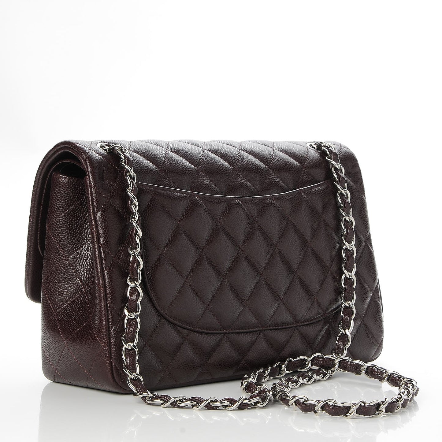 Caviar Quilted Jumbo Double Flap Burgundy
