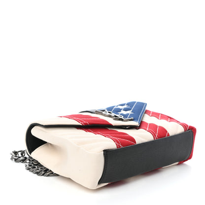 Saint Laurent Canvas Matelasse Chevron American Flag Monogram Medium College Bag Red Blue 4 of 9