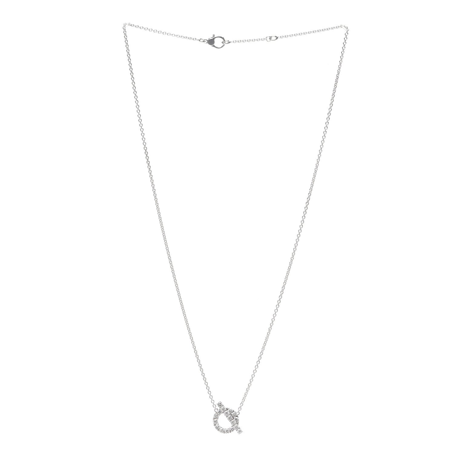 Hermes 18K White Gold Diamond Finesse Pendant Necklace 3 of 6