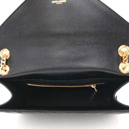 Saint Laurent Grain De Poudre Matelasse Chevron Large Monogram Satchel Black 5 of 9