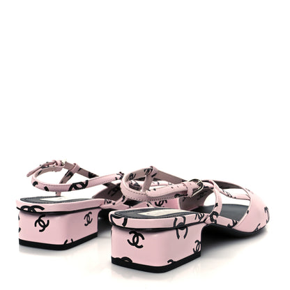 Chanel Printed Lambskin Coco Beach Sligback Sandals 40 Light Pink Black 8 of 22