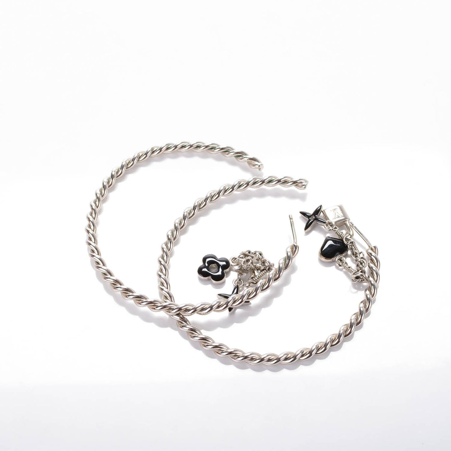 Sweet Monogram Creole Hoop Earrings Silver