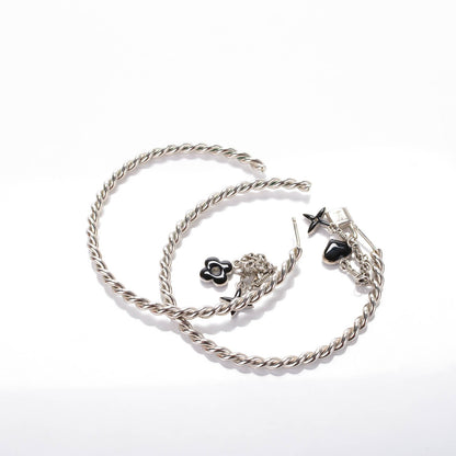 Louis Vuitton Sweet Monogram Creole Hoop Earrings Silver 4 of 6