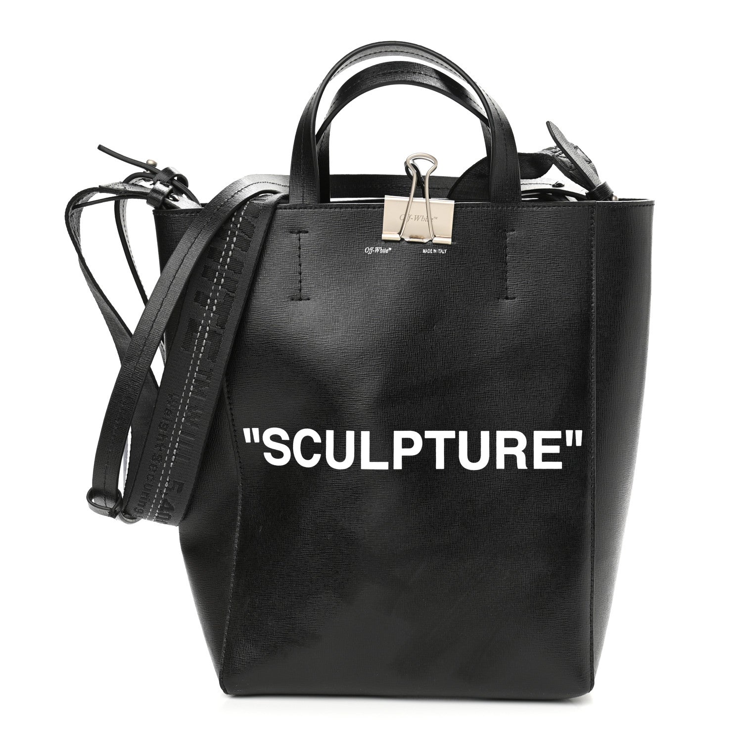 Off-White Calfskin Sculpture Tote Bag Black 3 of 10