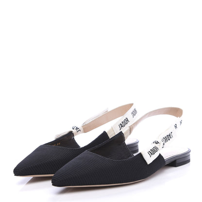 Christian Dior Technical Canvas Ribbon J'Adior Slingback Ballet Flats 39 Black 3 of 10