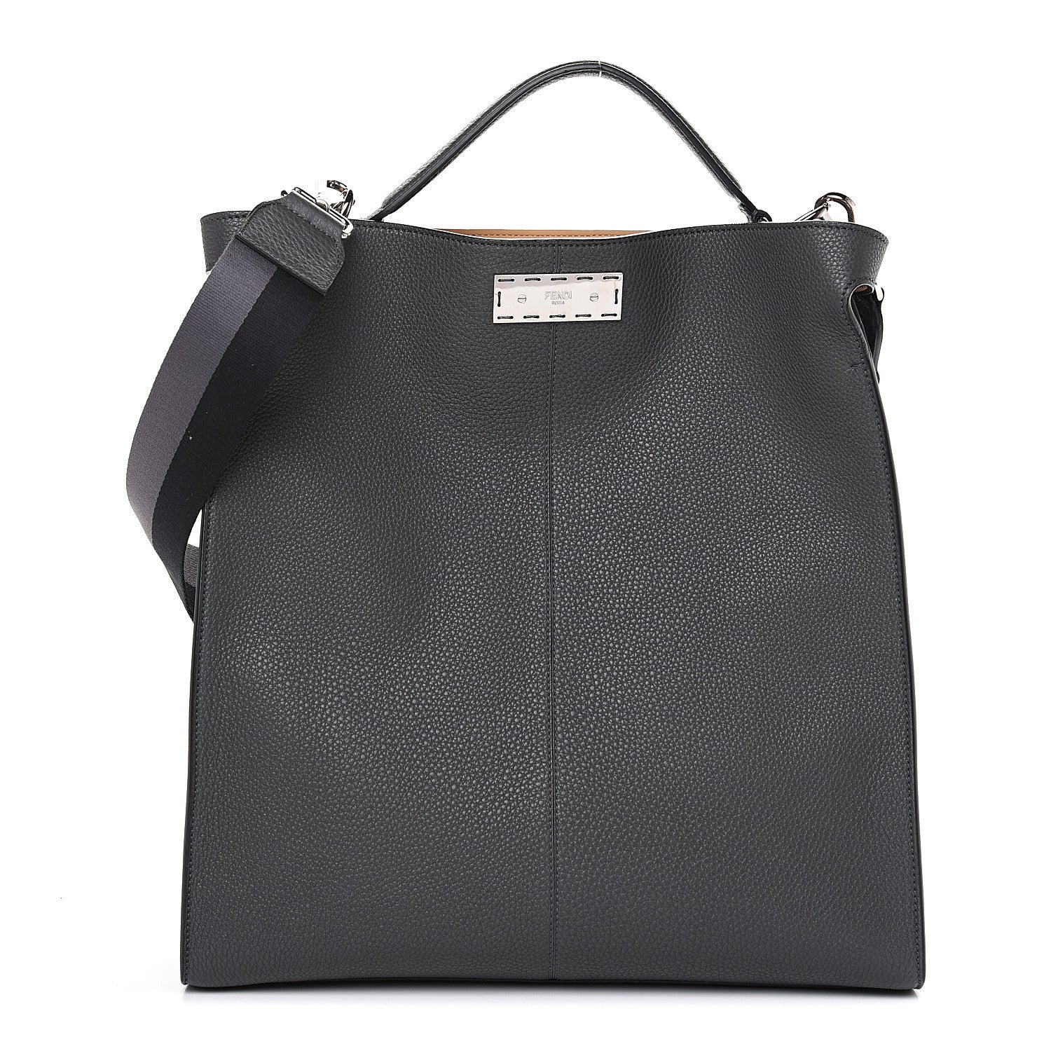 Fendi Cuoio Romano Glazed Fabric FF 1974 Peekaboo X-Lite Fit Asfalto Mou Black 1 of 7