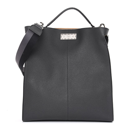 Fendi Cuoio Romano Glazed Fabric FF 1974 Peekaboo X-Lite Fit Asfalto Mou Black 1 of 7