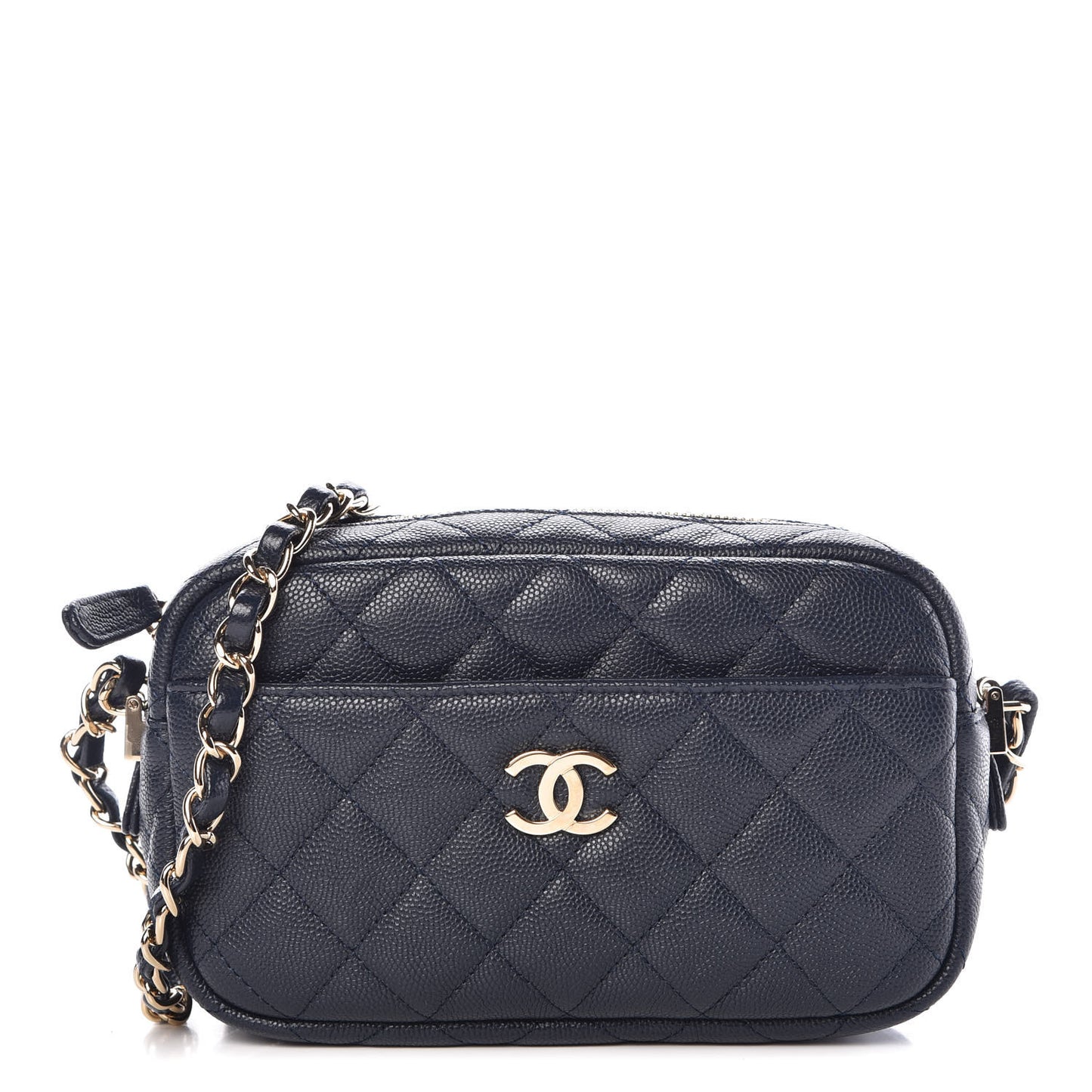 Caviar Quilted Camera Case Navy