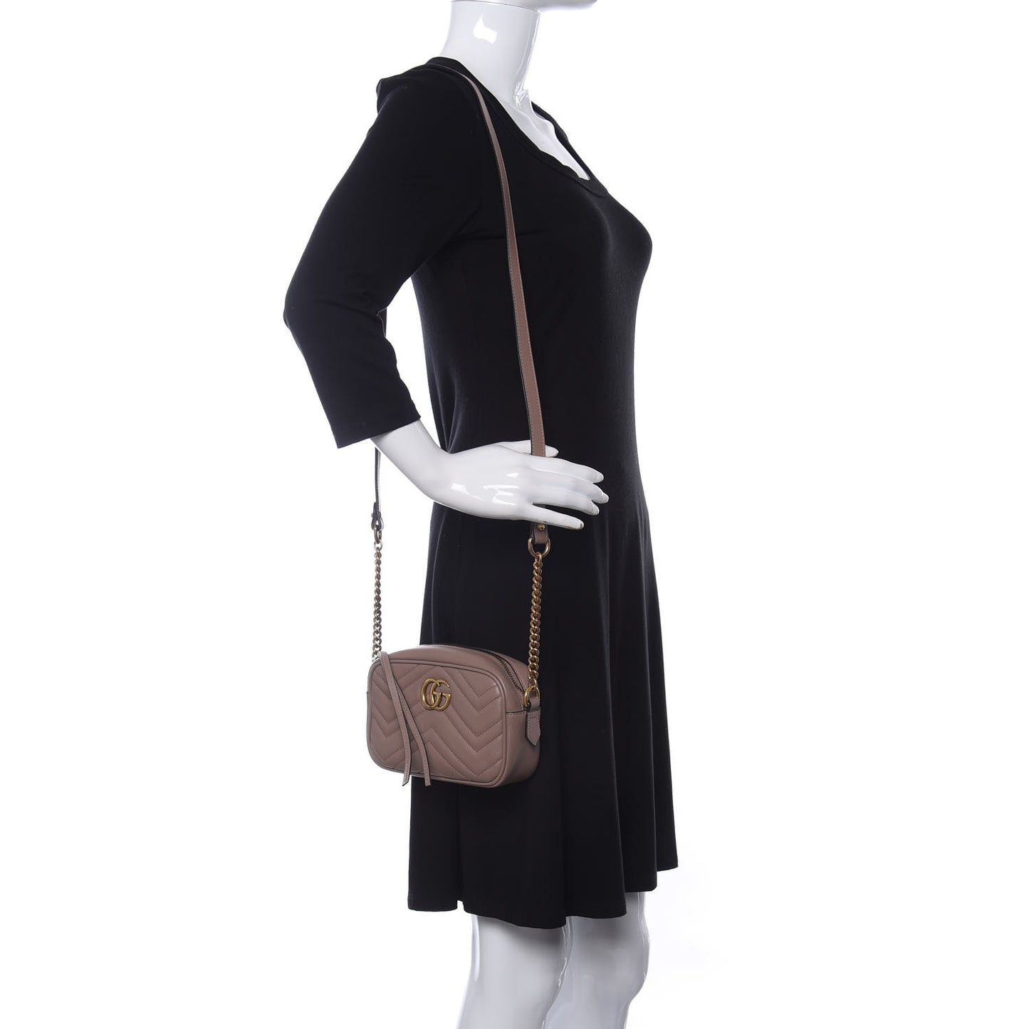 Calfskin Matelasse Mini GG Marmont Chain Shoulder Bag Porcelain Rose