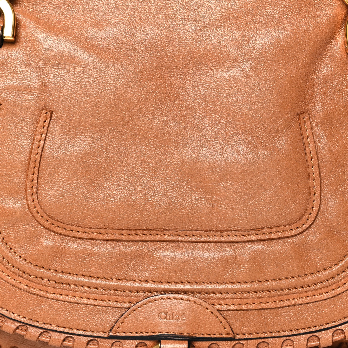 Calfskin Embroidered Medium Marcie Satchel Tan