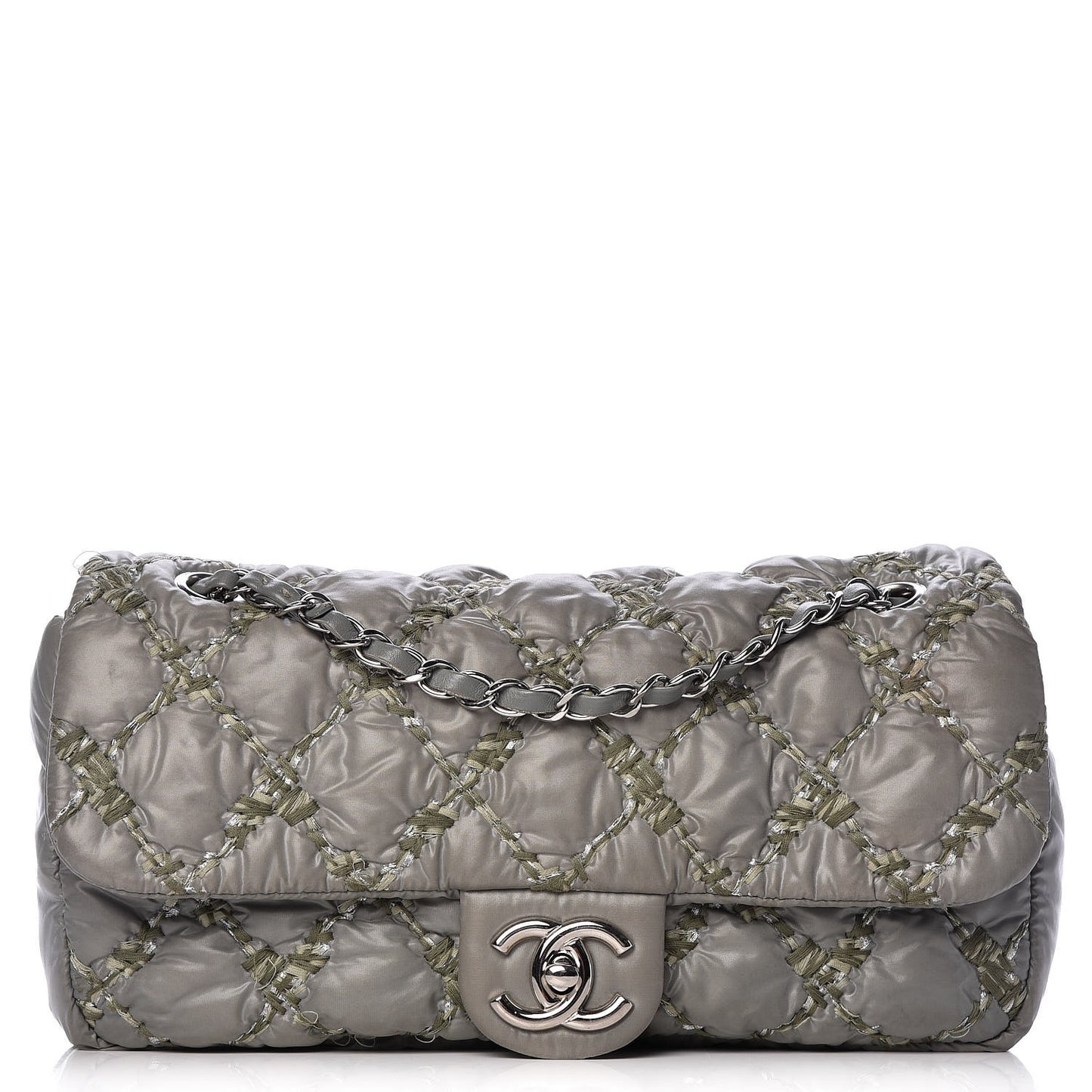 Nylon Quilted Medium Tweed on Stitch Bubble Green