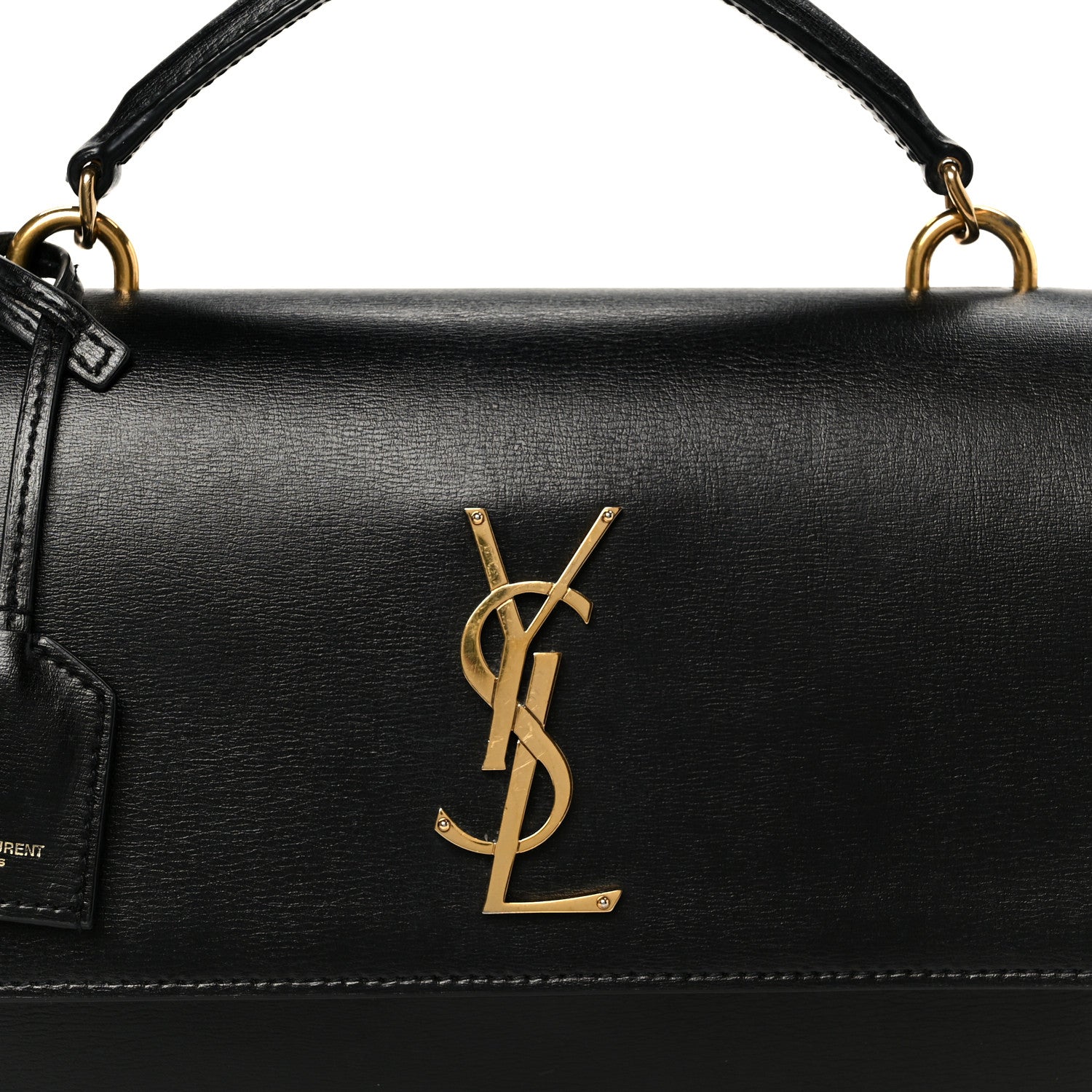 Saint Laurent Smooth Calfskin Medium Monogram Sunset Satchel Black