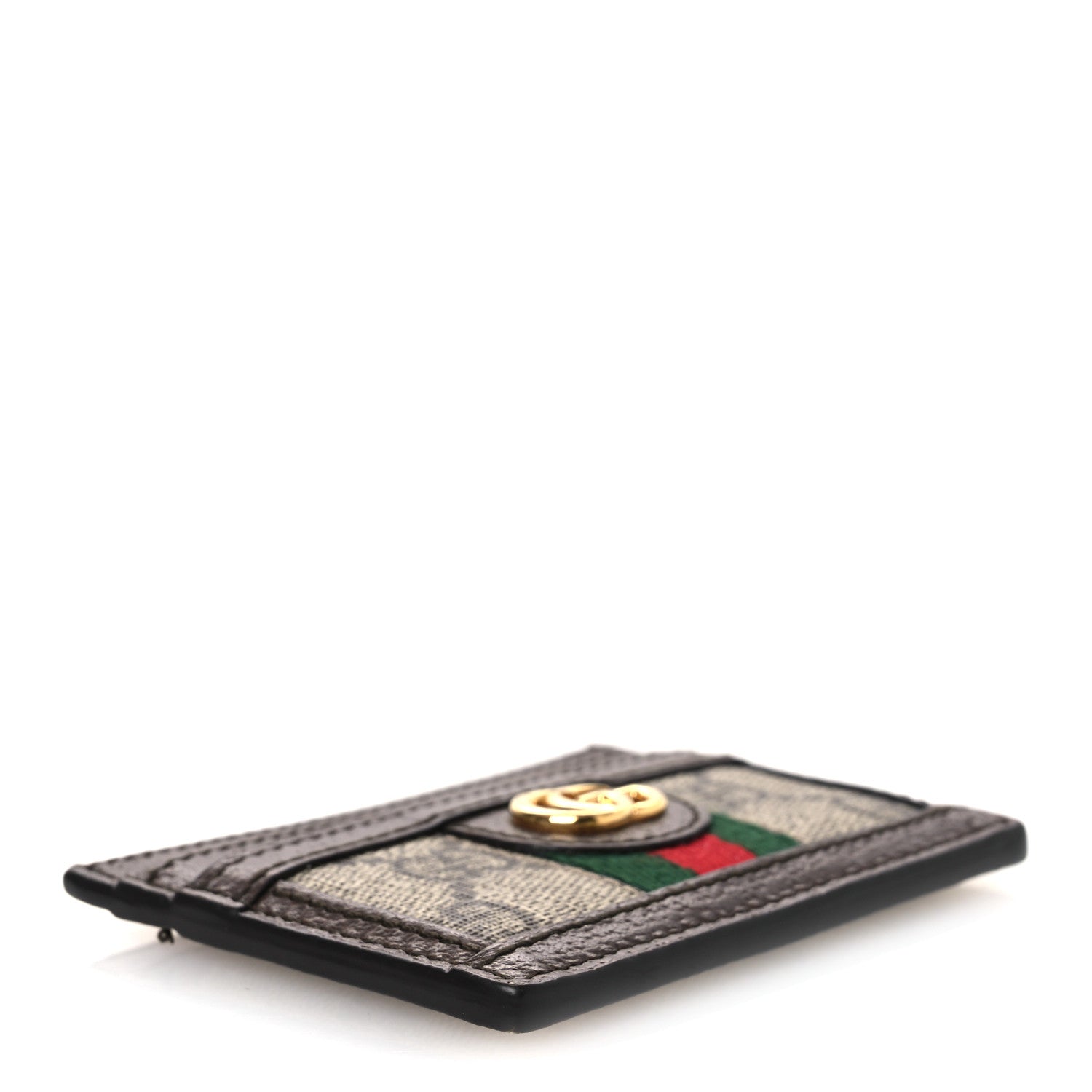 Gucci GG Supreme Monogram Textured Dollar Calfskin Ophidia Card Holder Beige Ebony New Acero 4 of 8