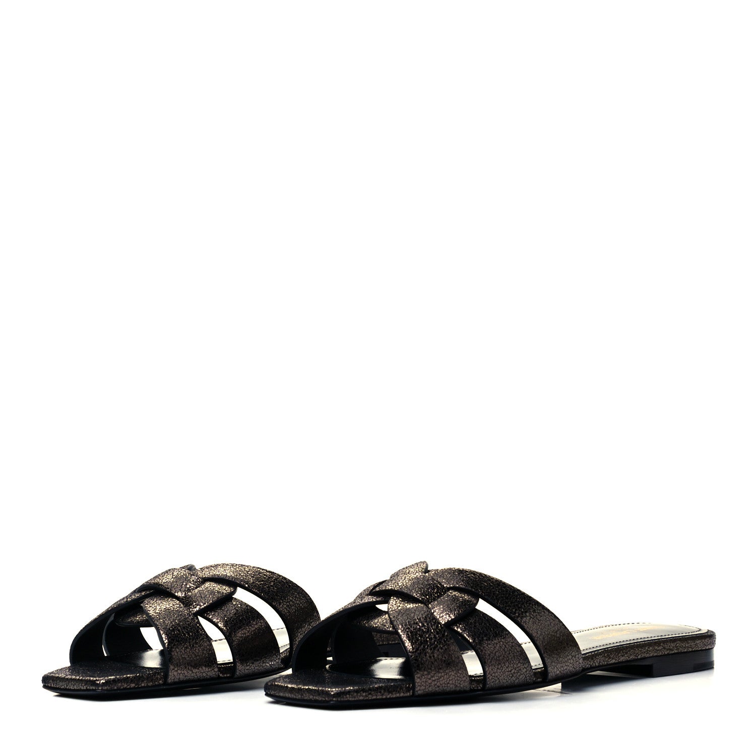 Saint Laurent Evora Nu Pied 05 Slide Sandals 37 Black Gunmetal 3 of 8