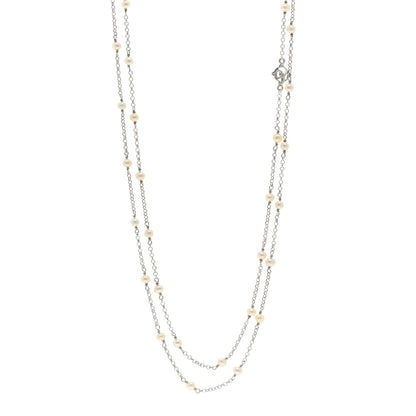 David Yurman Sterling Silver Freshwater Pearl Bead Chain Necklace 1 of 4
