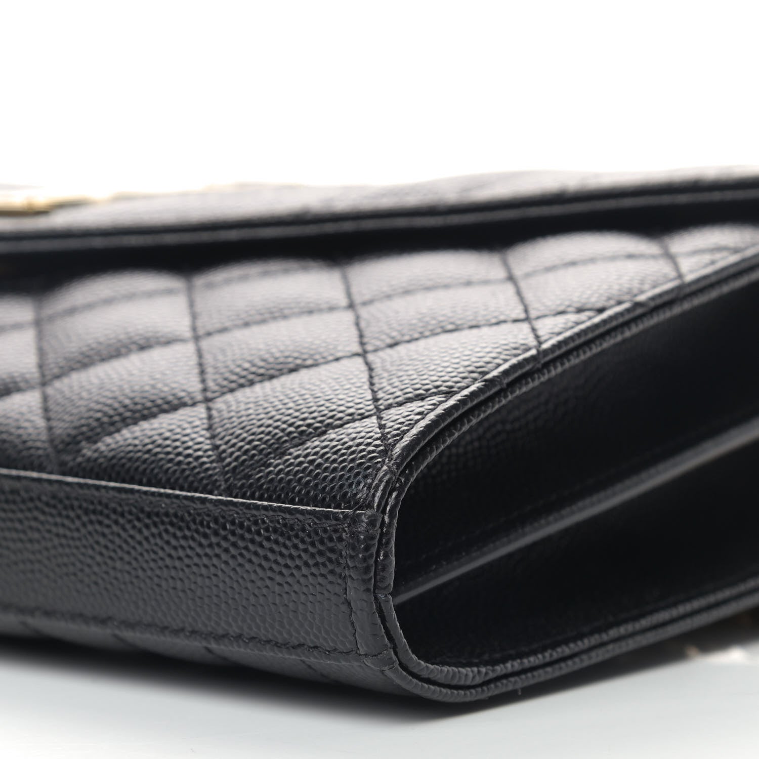 Saint Laurent Grain De Poudre Mixed Matelasse Triquilt Monogram Chain Wallet Black 10 of 10