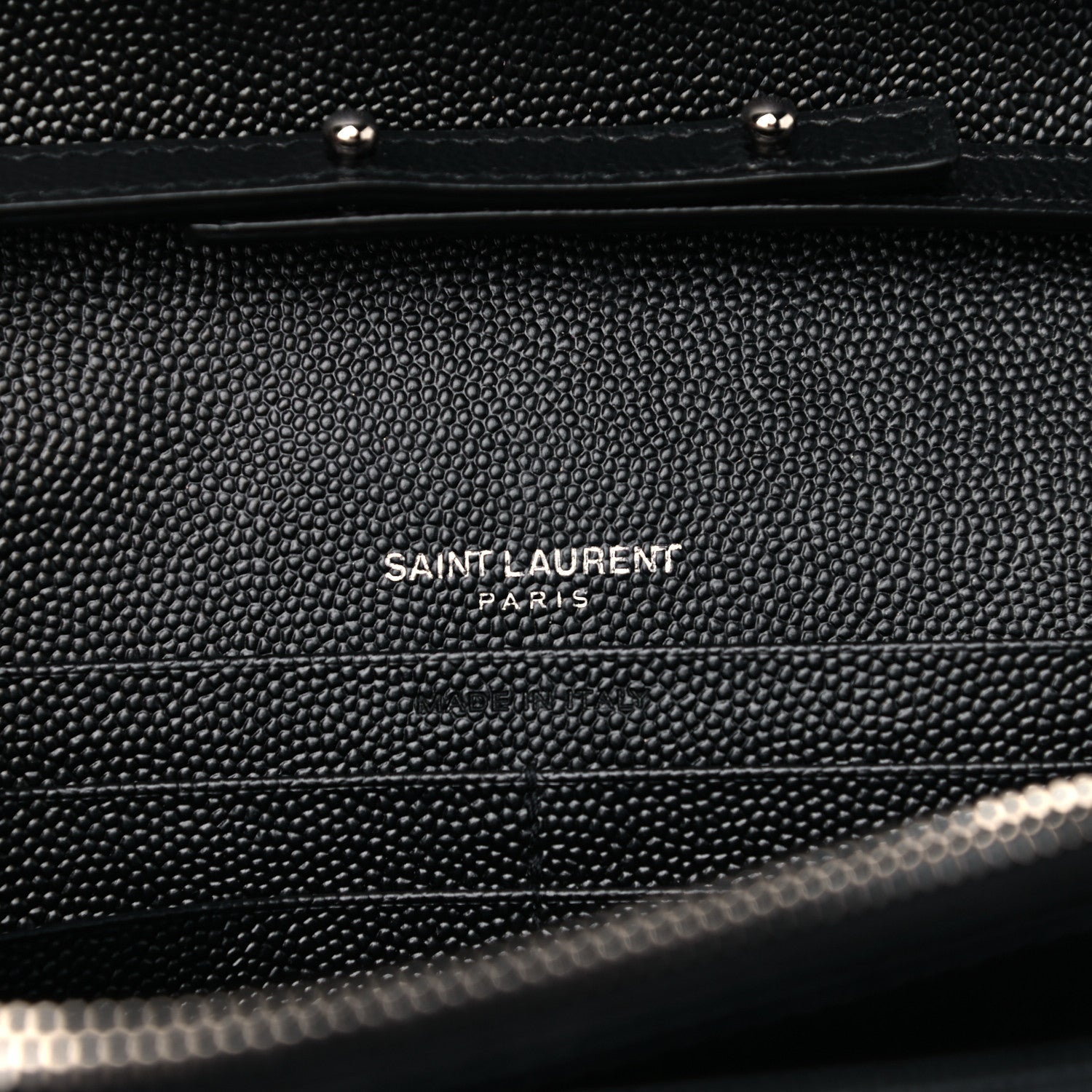 Saint Laurent Grain De Poudre Matelasse Chevron Monogram Chain Wallet Black 5 of 12