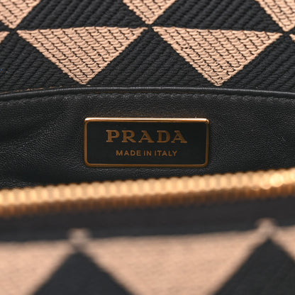 Prada Jacquard Triangolo Symbole Embroidered Small Shoulder Bag Black Corda 8 of 12