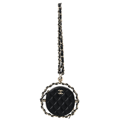 Chanel Lambskin Quilted Chain Round Clutch Black 1 of 10