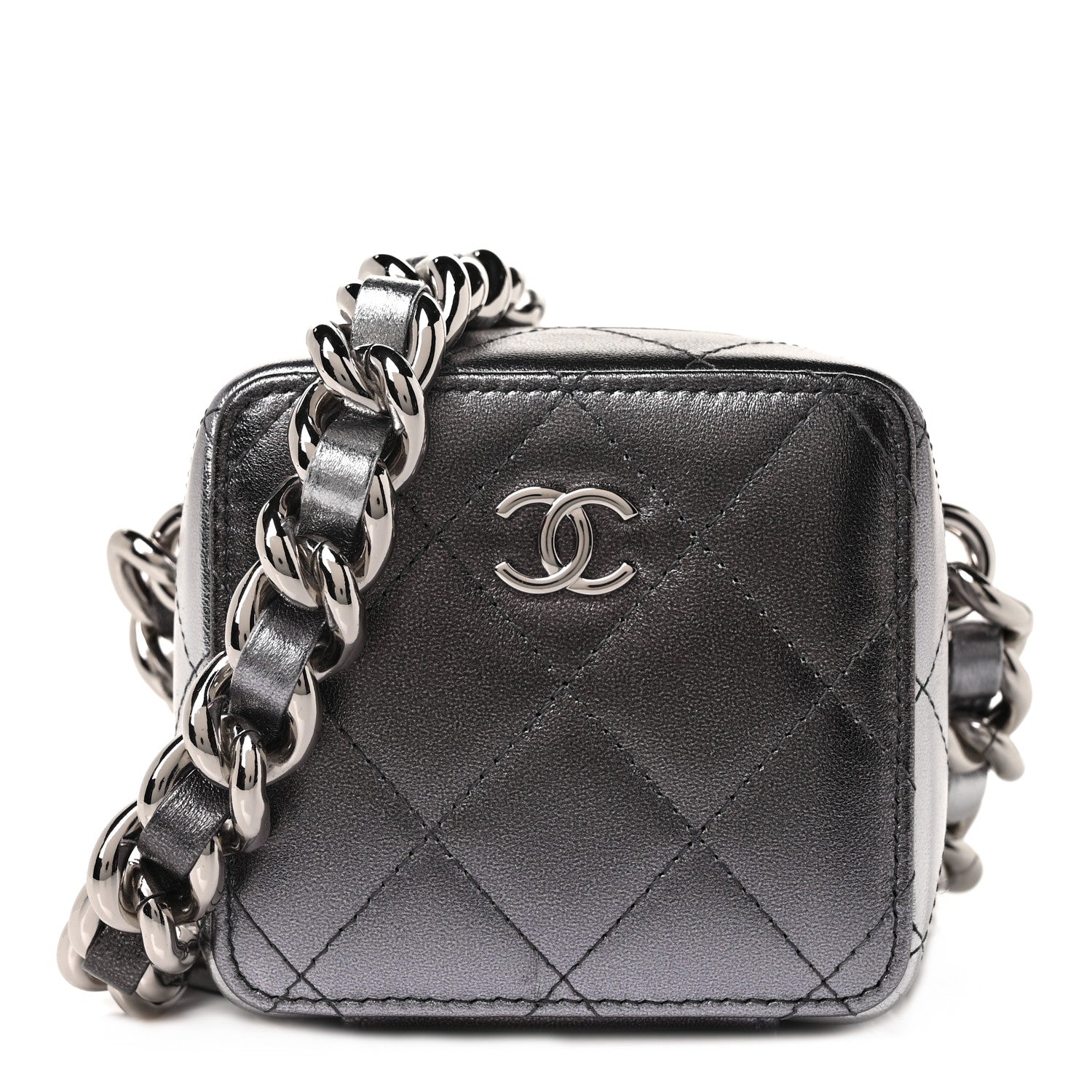 Chanel Gradient Metallic Lambskin Quilted Like A Wallet Clutch With Chain Silver Purple 1 of 8