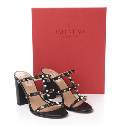 Valentino Garavani Calfskin Rockstud 90mm Caged Slide Sandals 39 Black 9 of 9