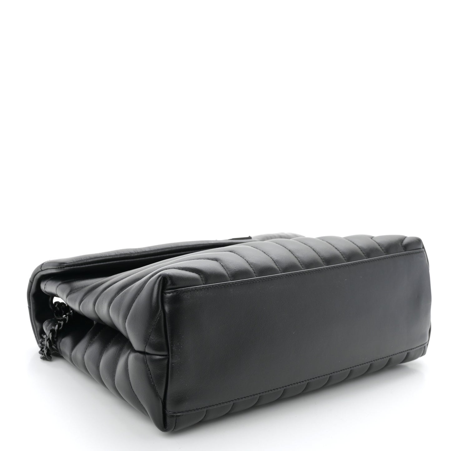 Calfskin Y Quilted Monogram Monochrome Medium Loulou Chain Satchel Black