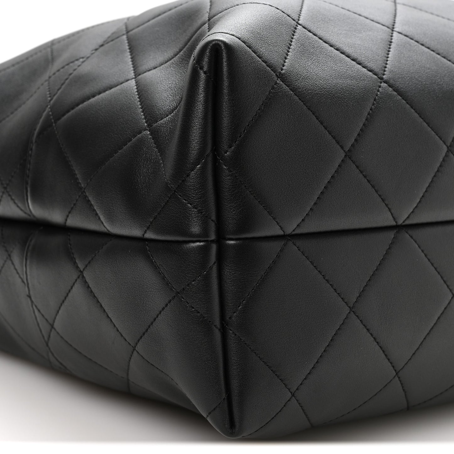 Calfskin Quilted Large Coco Base Shopping Bag Black
