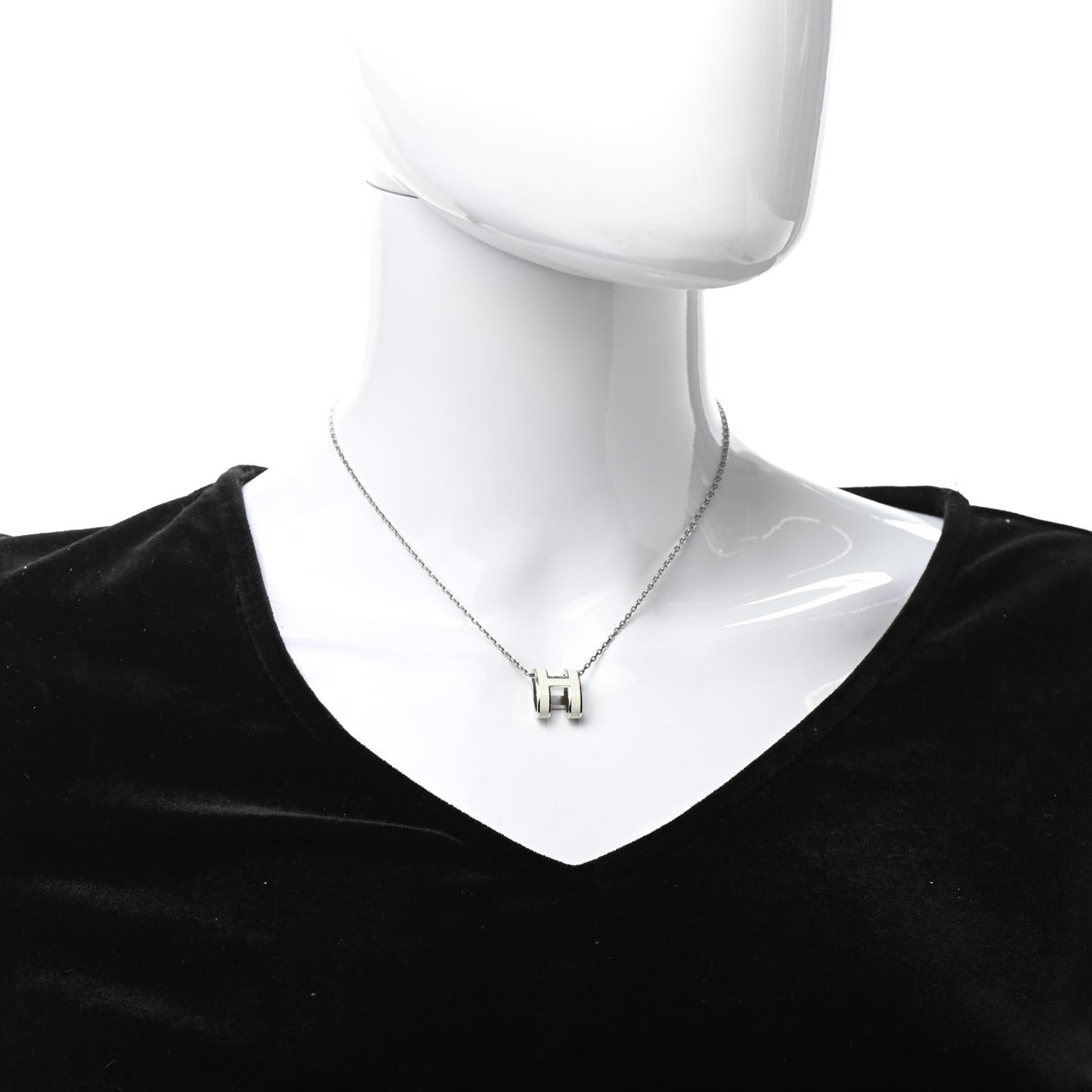 Lacquered Palladium Pop H Pendant Necklace White