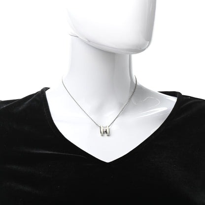 Hermes Lacquered Palladium Pop H Pendant Necklace White 2 of 7