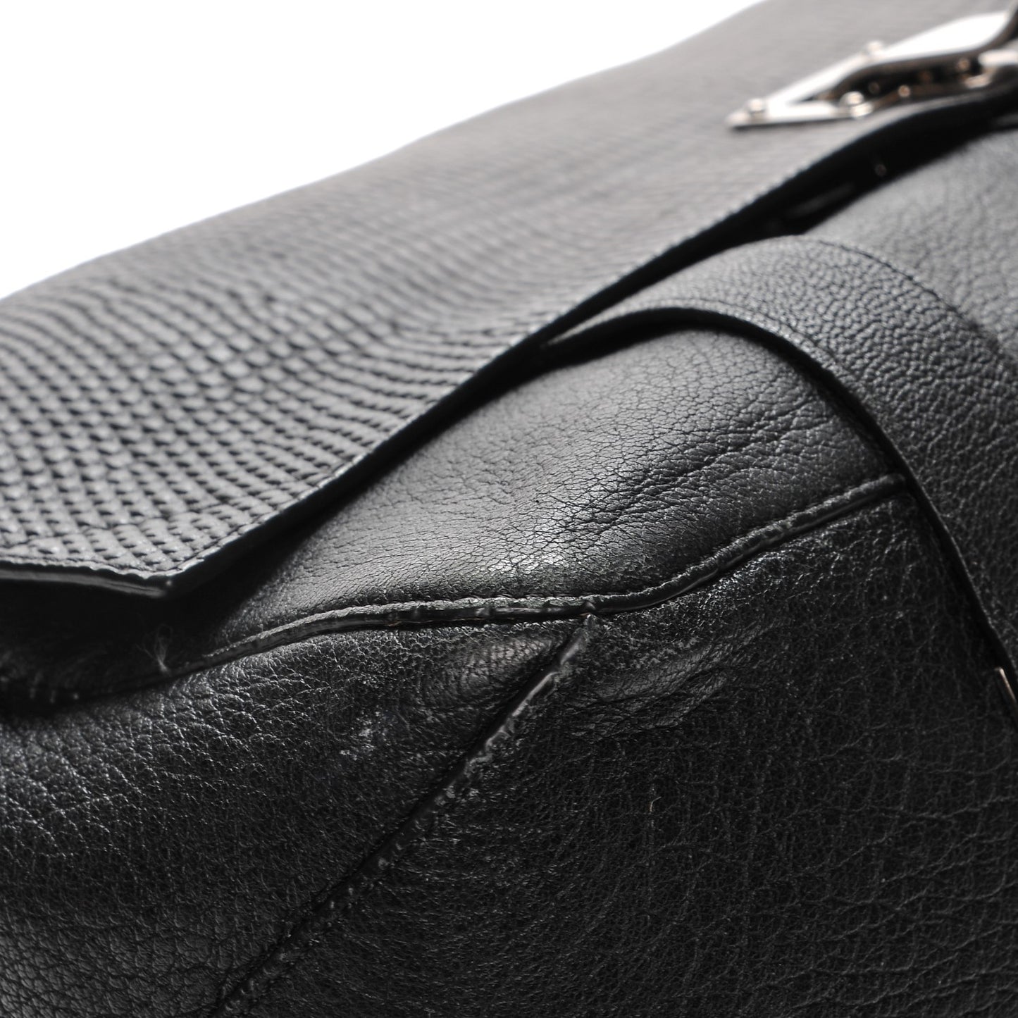 Calfskin Lizard Embossed Large Courier Bag Black