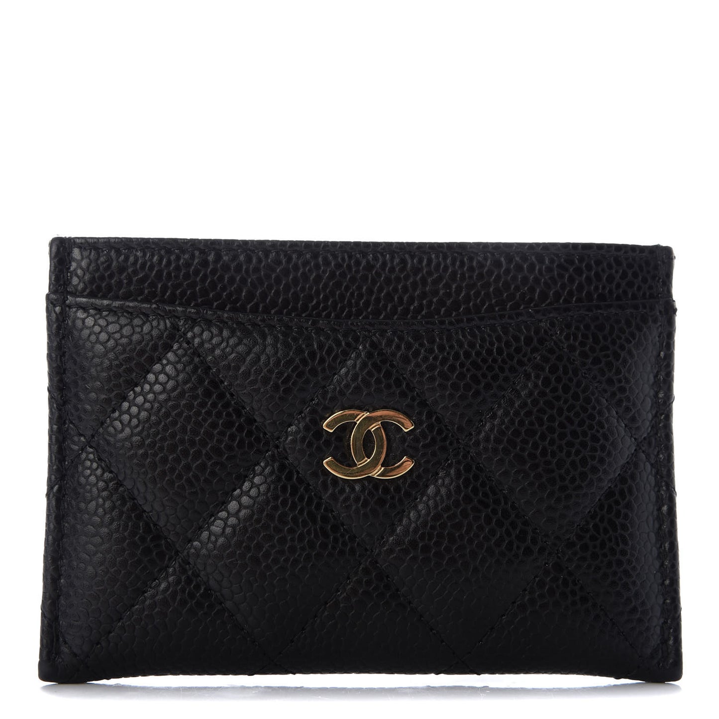 Caviar Quilted Card Holder Black