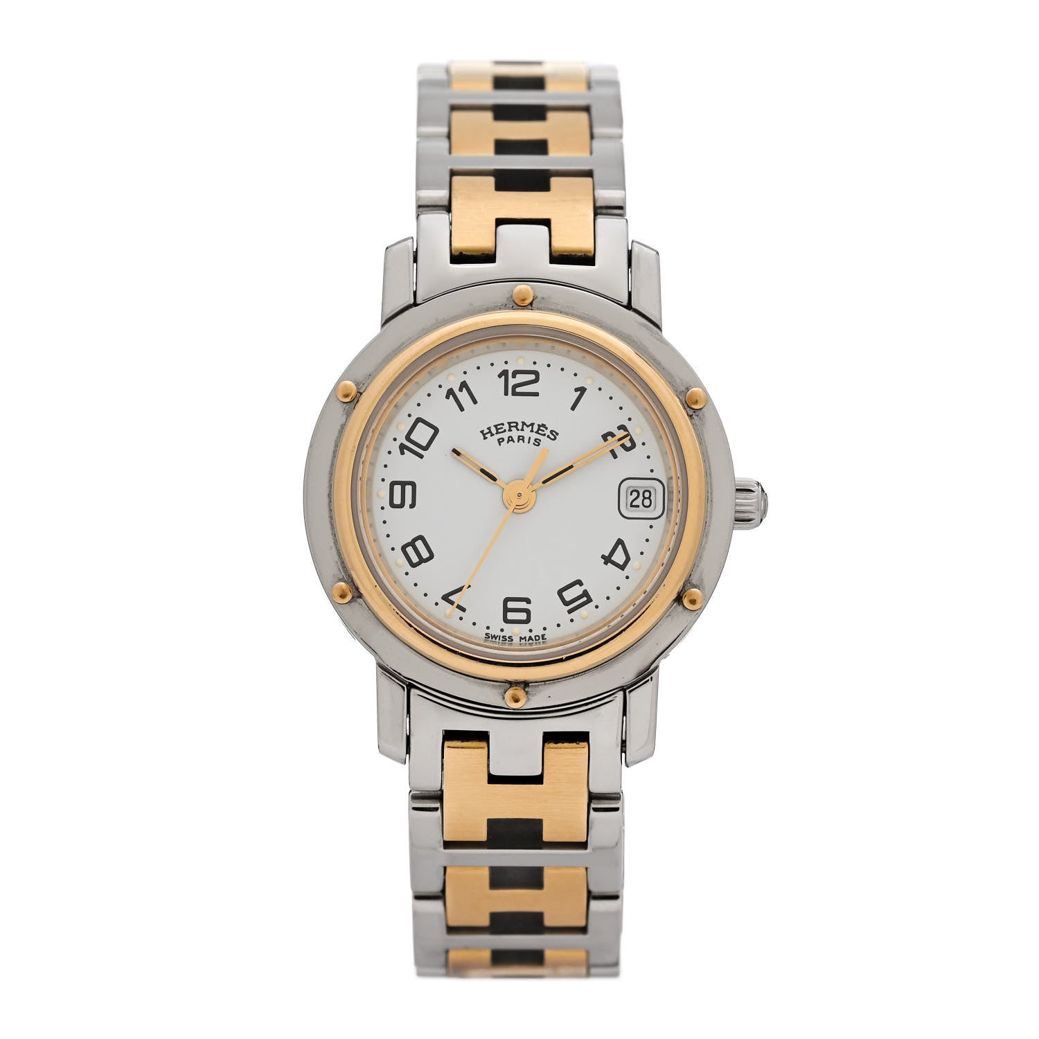 Hermes Stainless Steel 24mm Clipper Quartz Watch Gold 1 of 4