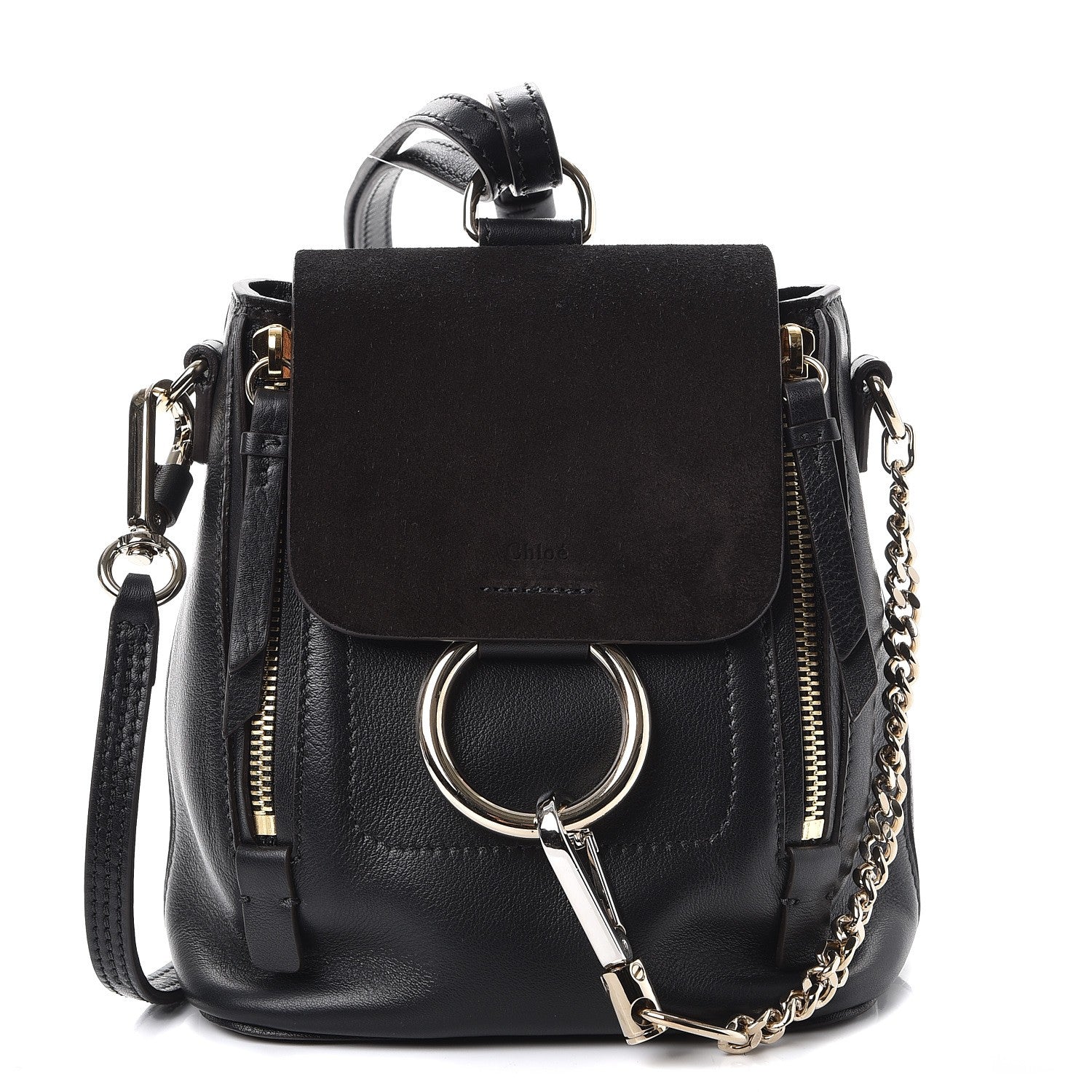 Chloe Suede Calfskin Mini Faye Backpack Black 1 of 10