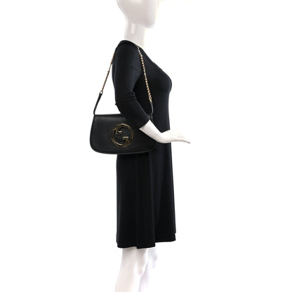 Gucci Roxy Calfskin Blondie Chain Shoulder Flap Bag Black 2 of 8