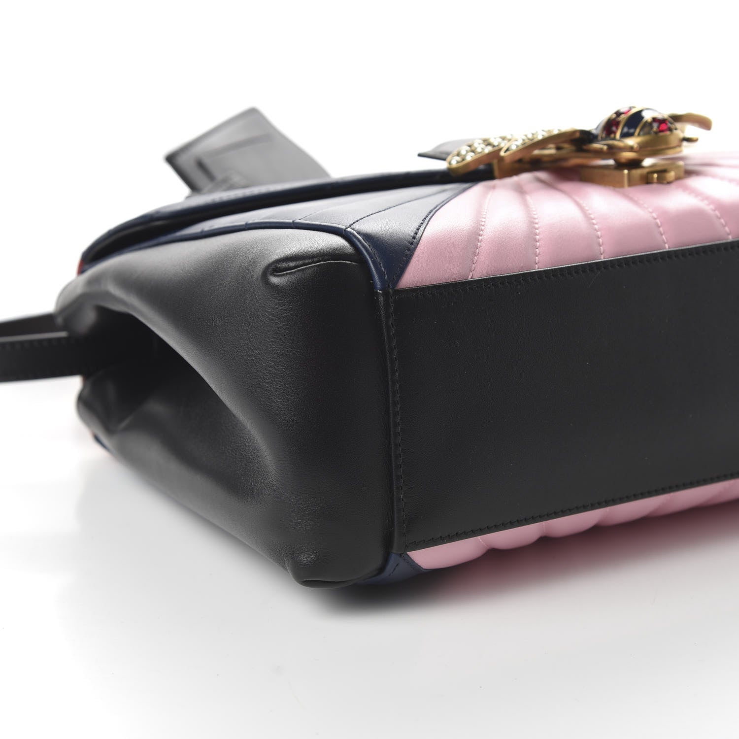 Gucci Calfskin Bamboo Trapuntata Queen Margaret Top Handle Bag Blue Agata Hibiscus Red Mystic White Sugar Pink 6 of 10