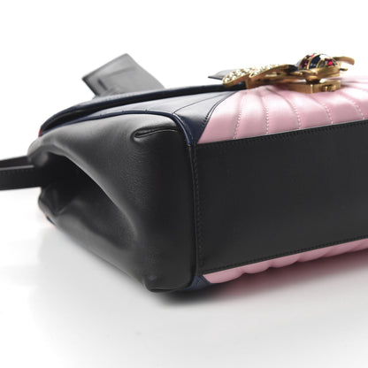 Gucci Calfskin Bamboo Trapuntata Queen Margaret Top Handle Bag Blue Agata Hibiscus Red Mystic White Sugar Pink 6 of 10
