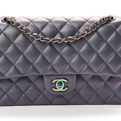 Chanel Iridescent Goatskin Quilted Medium Double Flap Purple 7 of 12