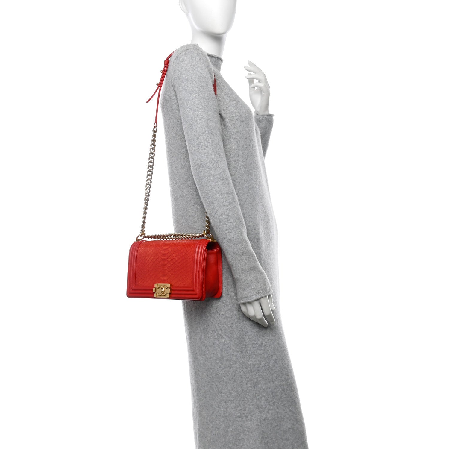 Chanel Snakeskin Medium Boy Flap Red 2 of 15