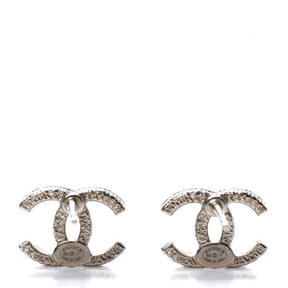 Chanel Pearl Crystal CC Charms Stud Earrings Light Gold 4 of 5