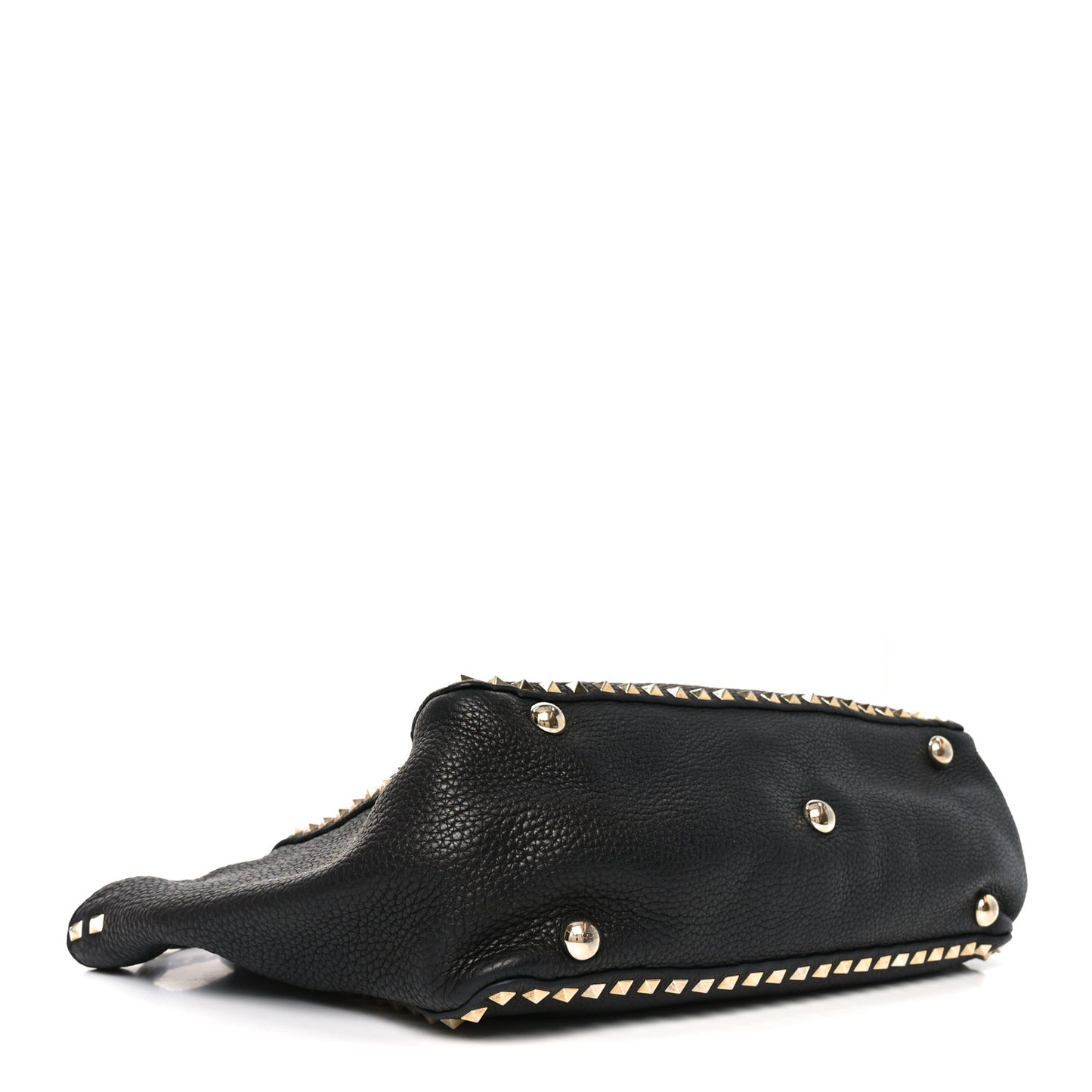 Pebbled Calfskin Medium Rockstud Tote Black