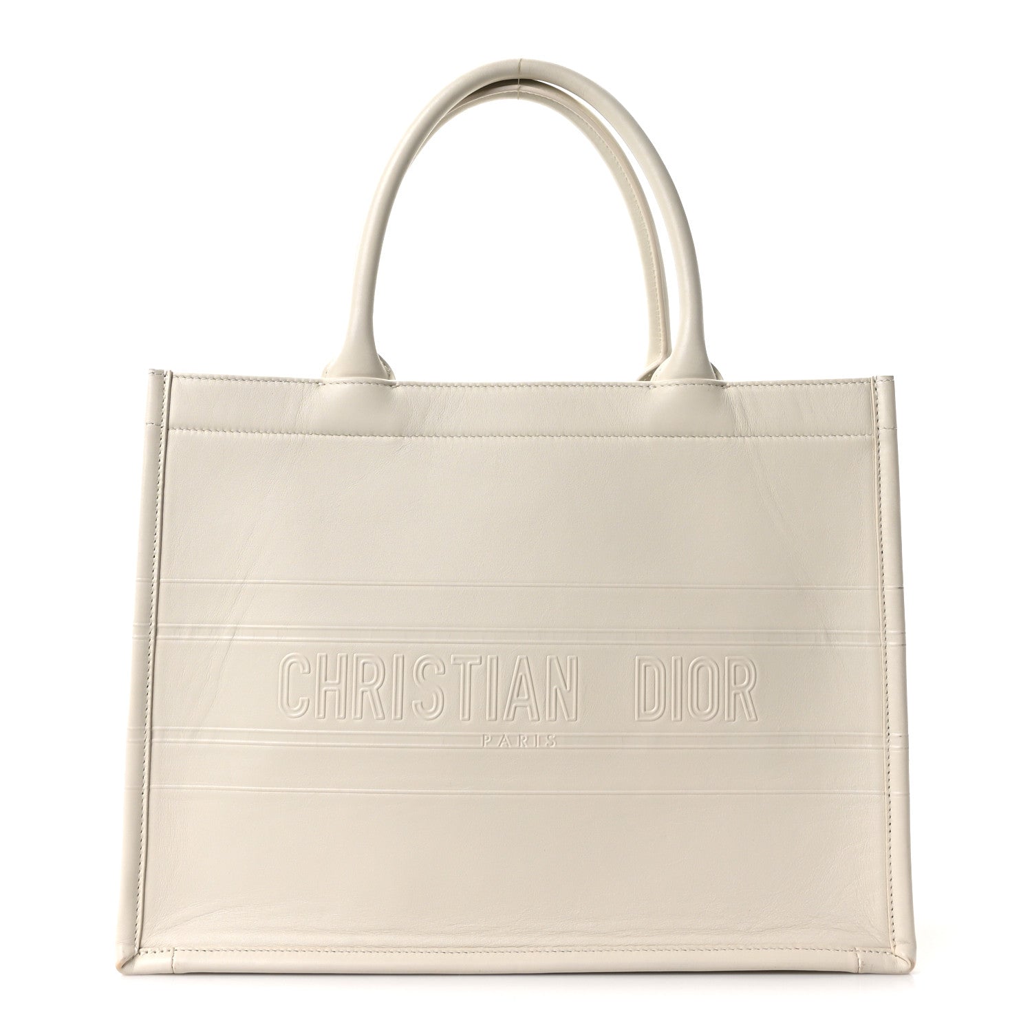 Christian Dior Calfskin Embossed Medium Book Tote Ivory Tote Ivory 1 of 10