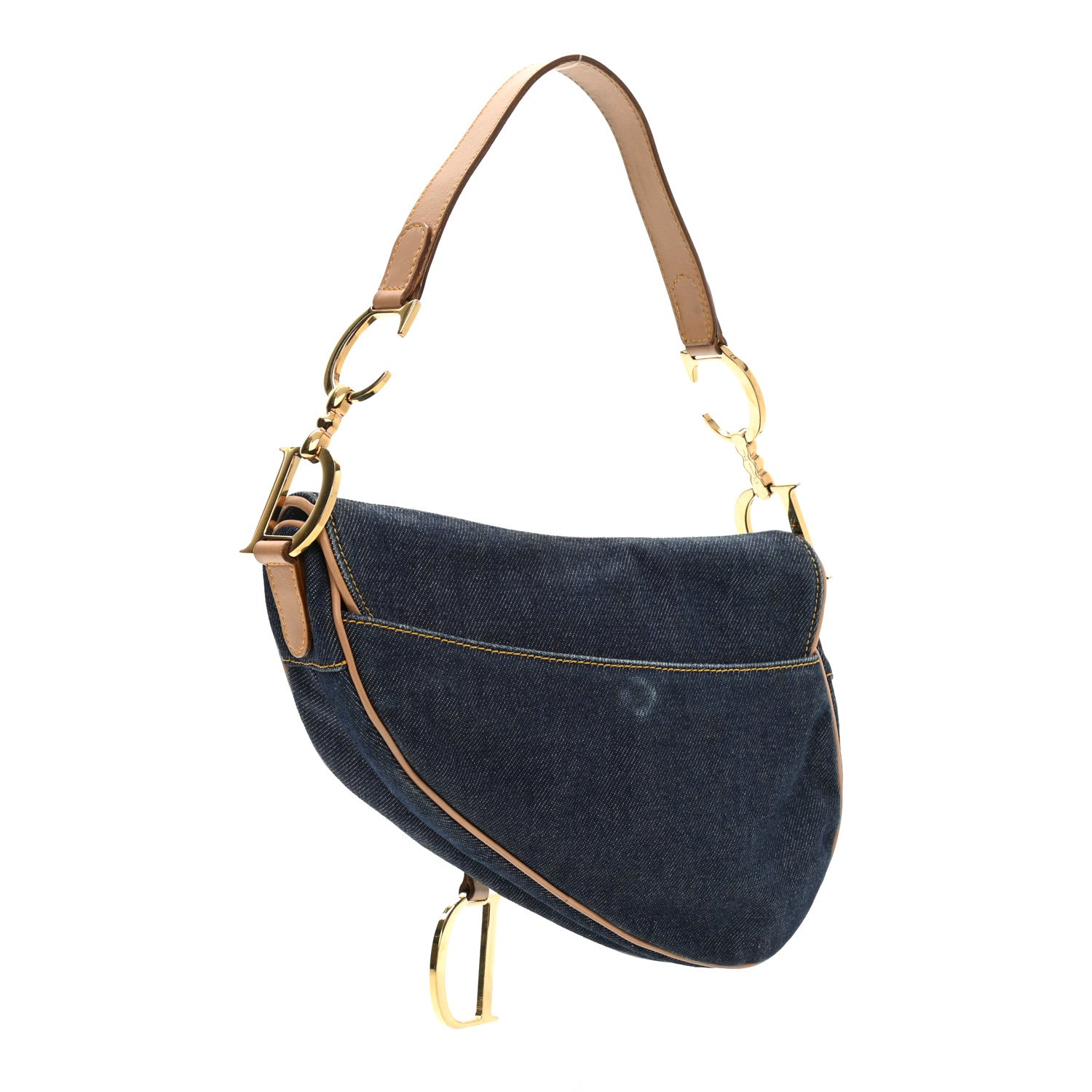 Christian Dior Denim Calfskin Saddle Bag Blue 3 of 14