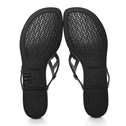 Hermes Rubber Womens Egerie Sandals 36 Black 5 of 8