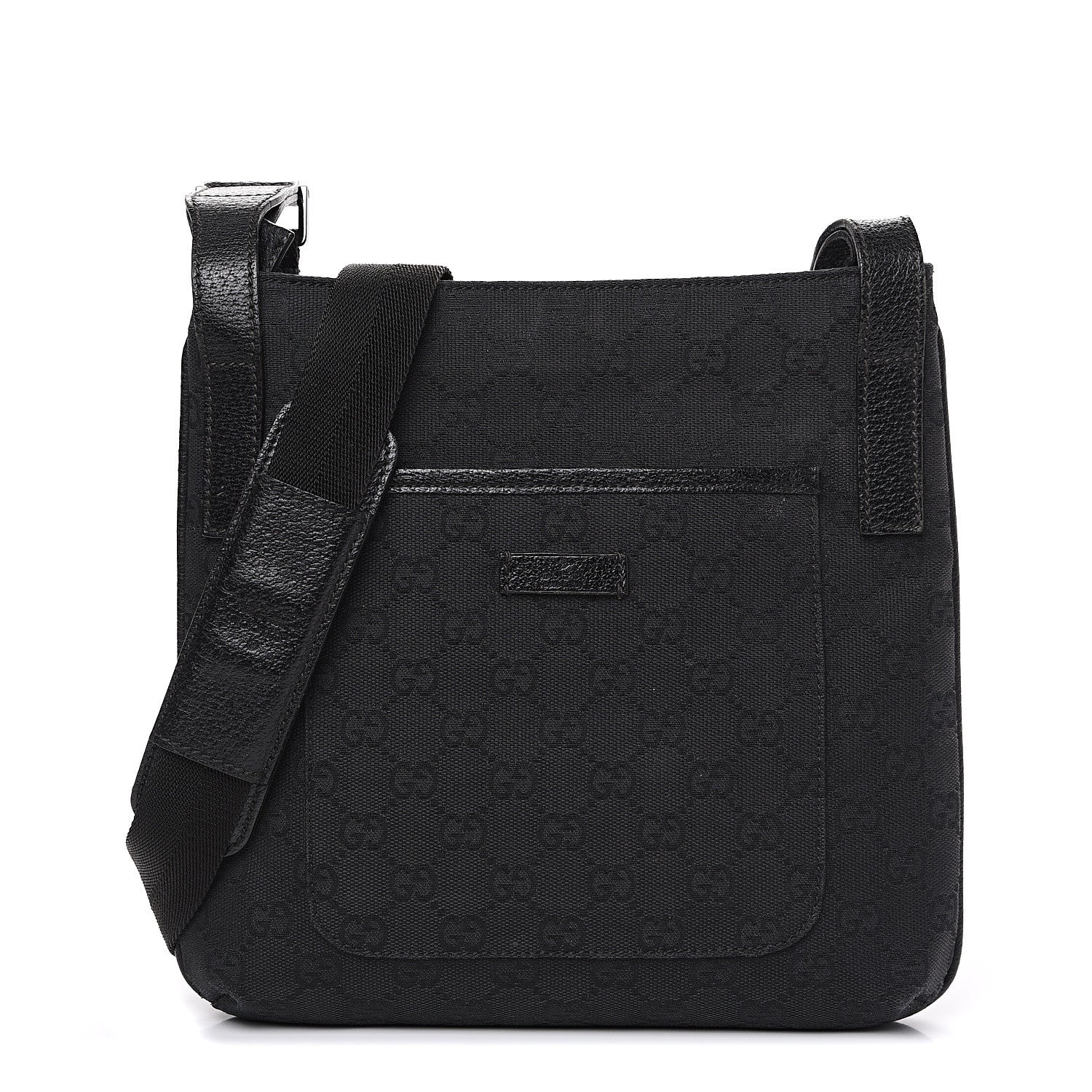 Gucci Monogram Flat Messenger Bag Black 1 of 10
