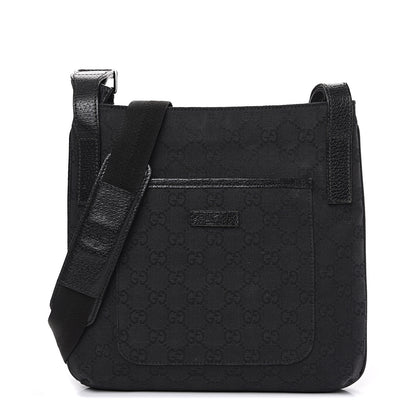 Gucci Monogram Flat Messenger Bag Black 1 of 10