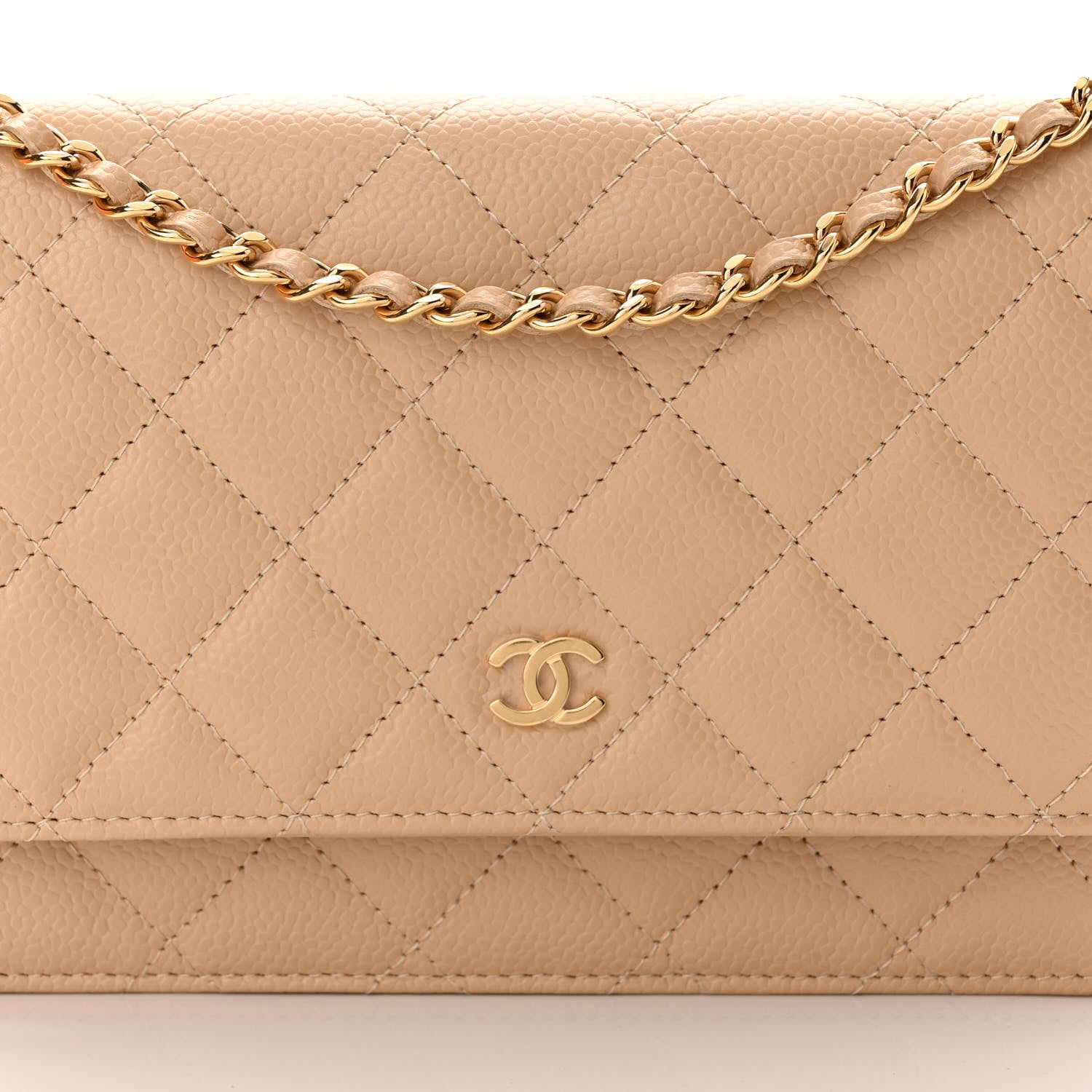Chanel Caviar Quilted Wallet On Chain WOC Beige 9 of 13