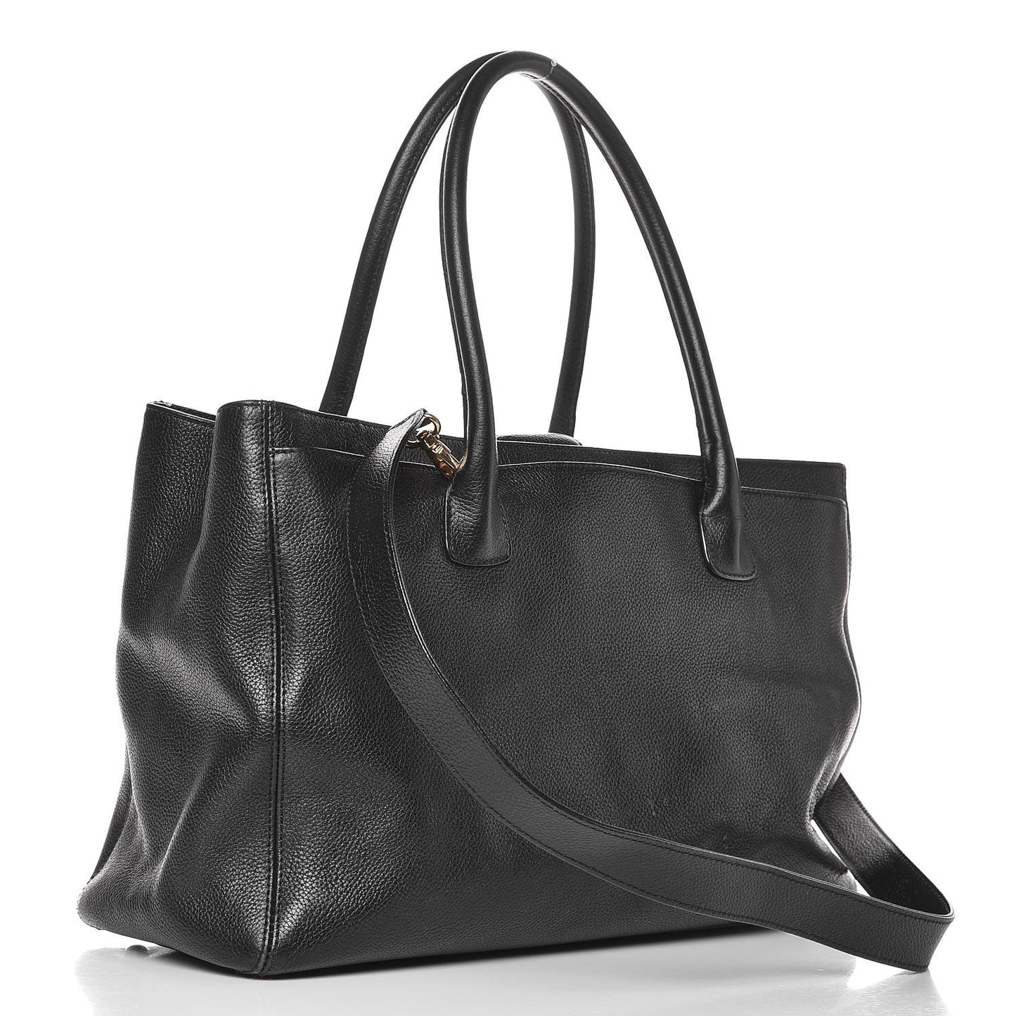 Calfskin Cerf Executive Shopper Tote Black