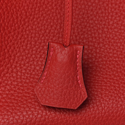 Hermes Taurillon Clemence Horseshoe Birkin 35 Rouge Casaque Black 17 of 40