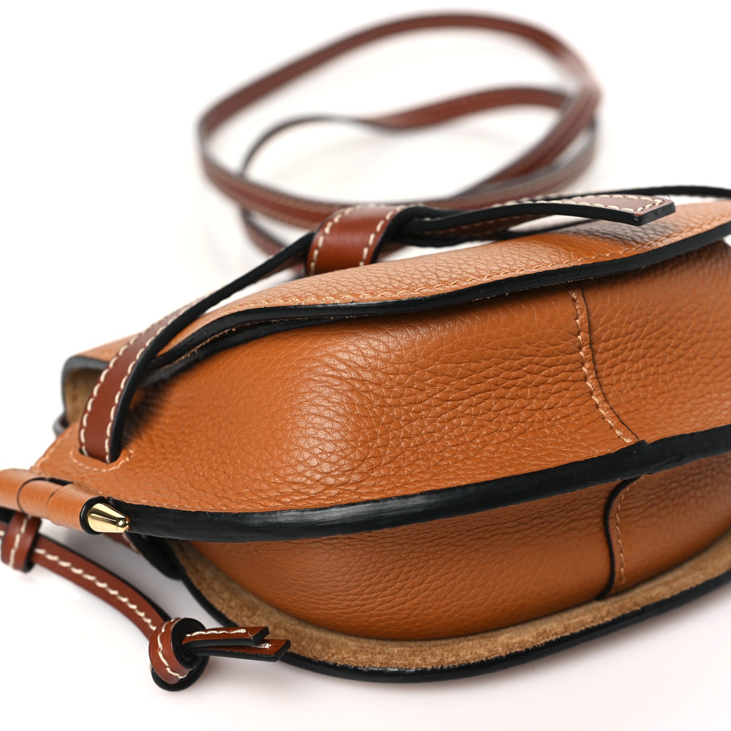 Grained Calfskin Mini Gate Crossbody Bag Caramel Pecan