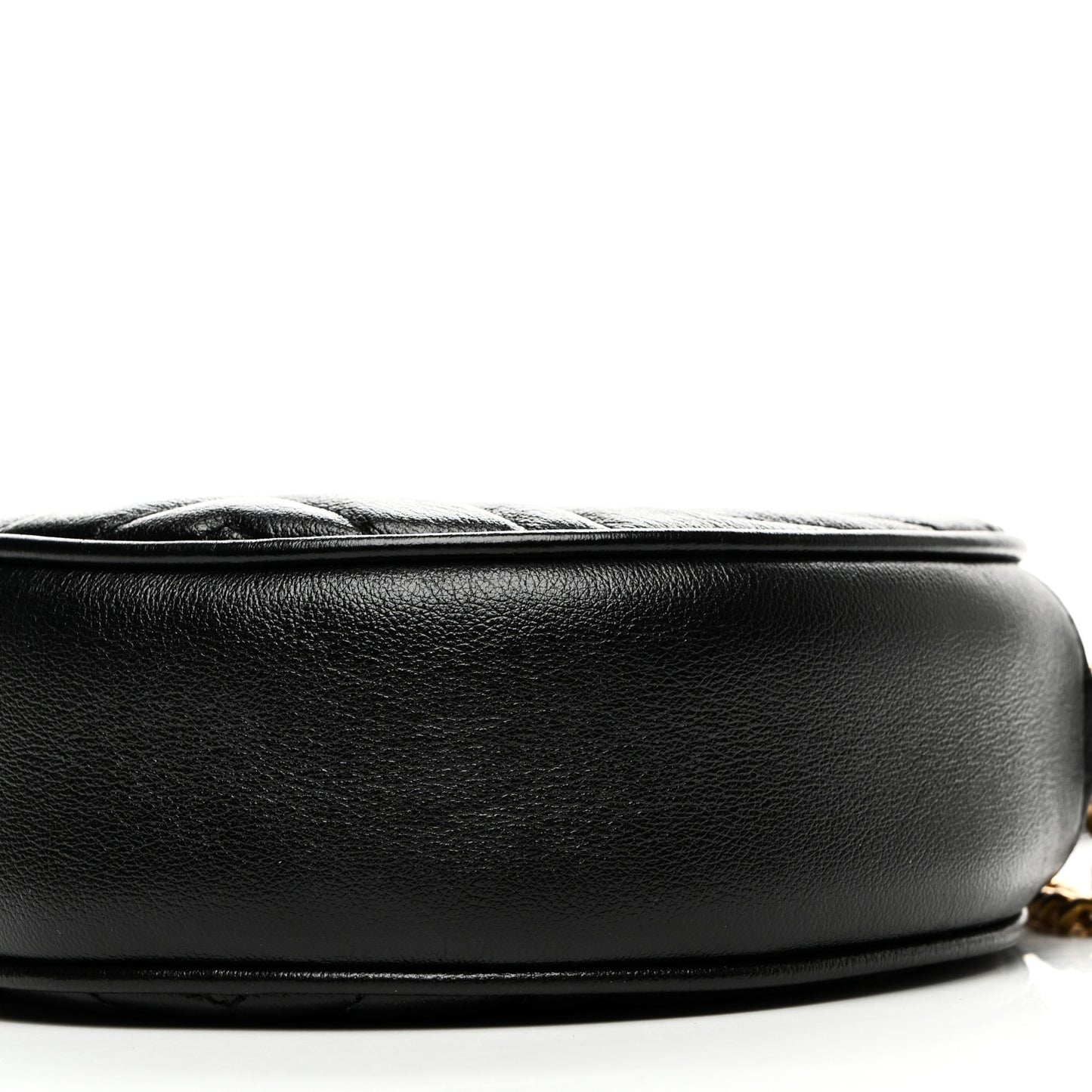Azalea Calfskin Matelasse Heart Mini GG Marmont Round Shoulder Bag Black